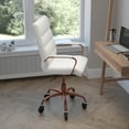 thumbnail image 4 of BizChair Mid-Back White LeatherSoft Executive Swivel Office Chair with Rose Gold Frame, Arms, and Transparent Roller Wheels, 4 of 9