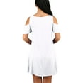 thumbnail image 2 of Lu's Chic Women's Summer Dress Mini Cold Shoulder Short Sleeve Casual Swing Scoop Neck Pockets Tshirt White X-Large, 2 of 4