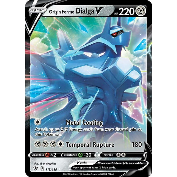Pokemon Sword & Shield Astral Radiance Ultra Rare Holo Origin Forme Dialga-V #113