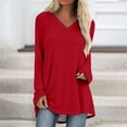 thumbnail image 2 of DHFJKG Shirts For Women Raglan Long Sleeve Basic Tee V Neck Loose Fit Tunic Solid Color Base Layer T Shirt Workout Comfortable Tops, 2 of 5