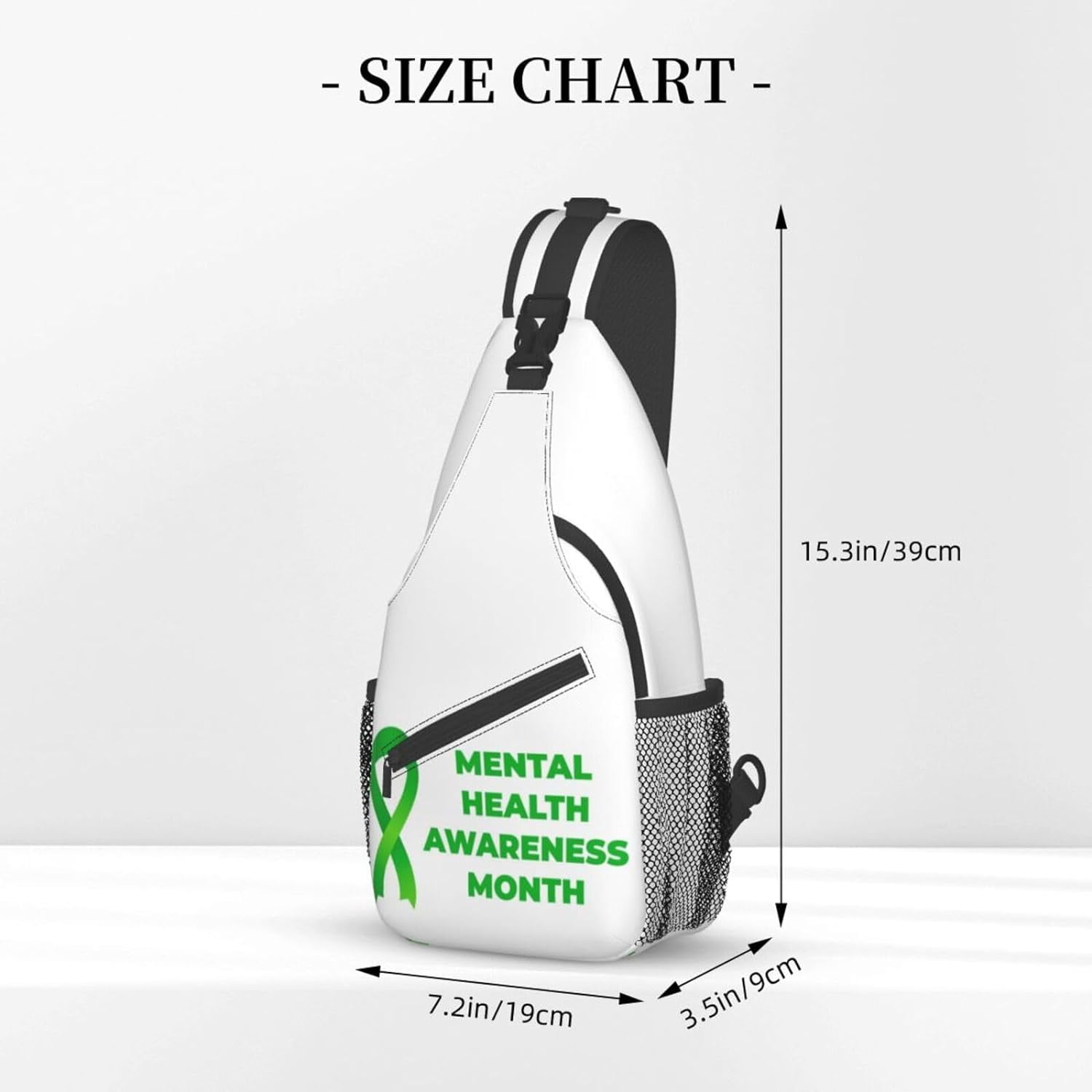 In July I Wear Green for Minority Mental Health Awareness Month Sling Bag Crossbody Hiking Travel Chest Bags Backpack Shoulder Daypack for Women Men
