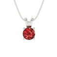 thumbnail image 4 of 0.5 ct Brilliant Round Cut Solitaire Natural Garnet 14k White Solid Gold Everyday Affordable Designer Necklace Pendant with 18" Chain, 4 of 7