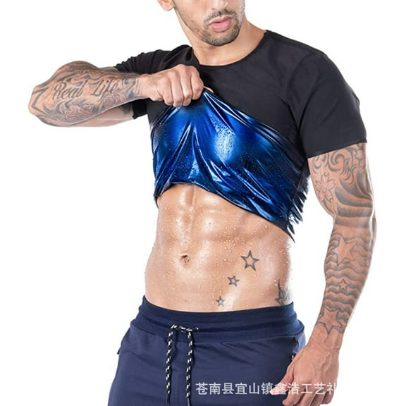 Cross-Border Manufacturers Men's Undershirt Body Shaping Vest Shapewear Tights Workout Exercise T-shirt Compression Short Sleeve