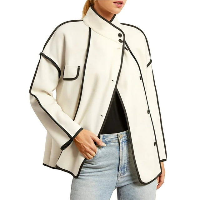 Chaqueta Corta de Mujer en Colores Contrastantes, Estilo Casual y Ligera, Ideal para Otoño e Invierno. XXL