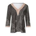thumbnail image 4 of ZHUGeLI Women's Printed Pullover V-neck Lace T-shirt With 4/3 Sleeves And 3/4 Sleeves Top Up to 50% off Clearance, 4 of 4