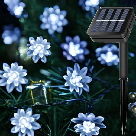 Solar Waterproof String Lights 16FT 20 LED Lotus Flower Fairy String Lights for Christmas Outdoor Gardens Lawn Patio Wedding Decor (White) Solar Waterproof String Lights 16FT 20 LED Lotus Flower Fairy String Lights for Christmas Outdoor Gardens Lawn Patio Wedding Decor (White)