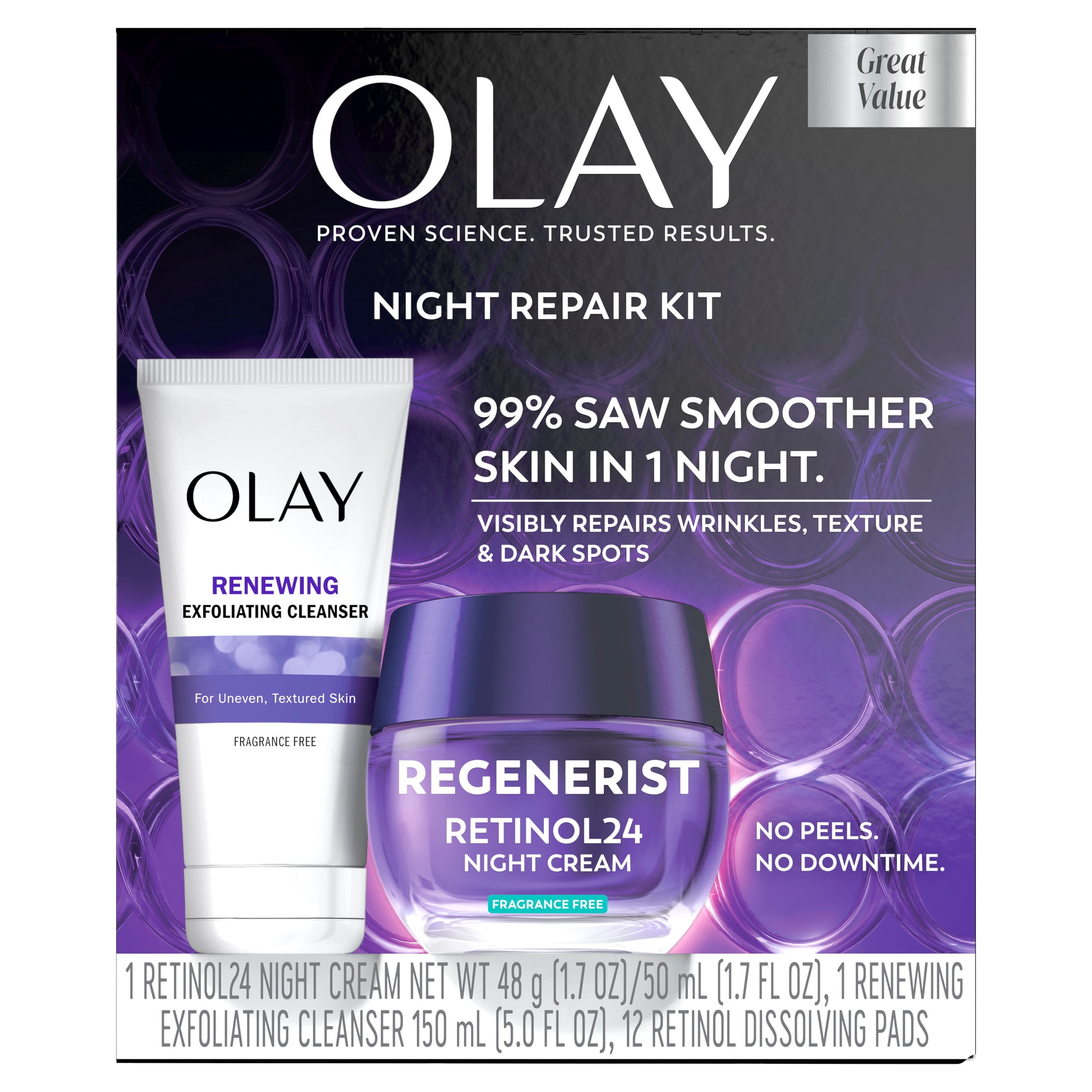 Olay Skin Care Beauty Retinol Duo Pack, Face Moisturizer & Face Wash, Smoothing and Anti-Aging, 1.7 oz
