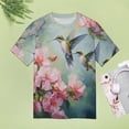 thumbnail image 4 of Flower Hummingbird Women's Short Sleeve T-Shirt Crew Neck Casual Summer Trendy Loose Fit Tops, 4 of 6