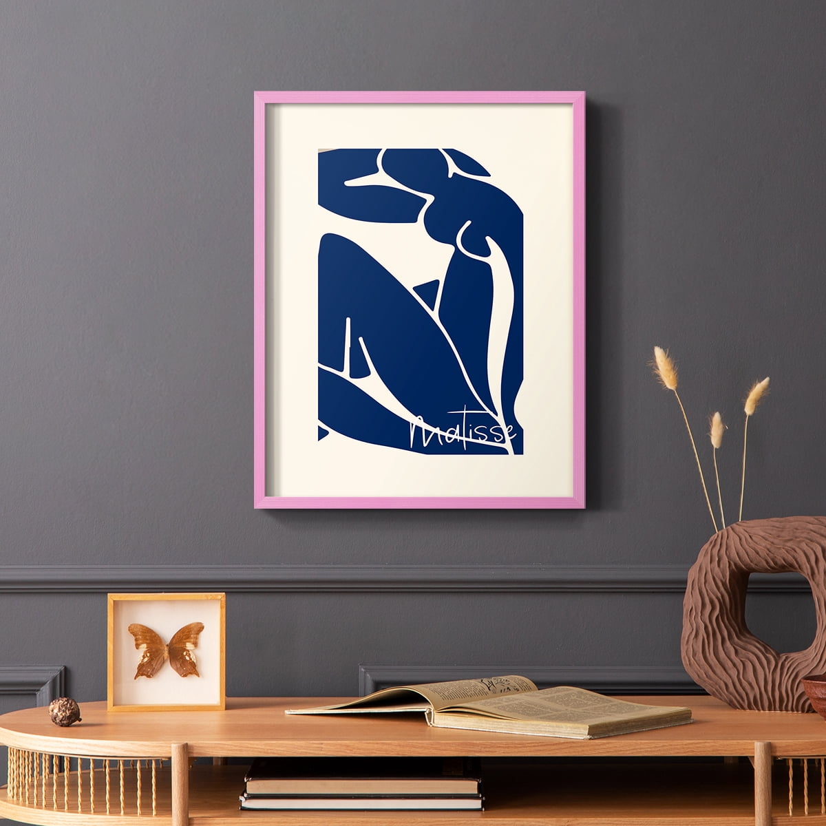 Matisse CCCIV - Pink Framed Wall Art Print, Solid Wood Frame, 16 x 20 Framed Print, Ready to Hang