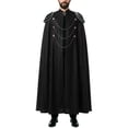 thumbnail image 2 of Men's Gothic Vampire Cape with Epaulettes and Chains Medieval Renaissance Military Cloak Aristocrat Cosplay Costume for Halloween Dress Up Themed Party, 2 of 7