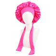 thumbnail image 1 of HUGFEGWE Bonnet de Douche pour Femmes Bonnet de Nuit en Satin Couleur Unie Réglable avec Lacets Imperméable pour Cheveux Épais, Longs, Tresses Rose Rouge Taille Unique CJB91-52704, 1 of 2