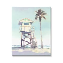Stupell Industries Muted Beach Hut Landscape Painting Gallery Wrapped Canvas Art Print Wall Art, 30 x 40