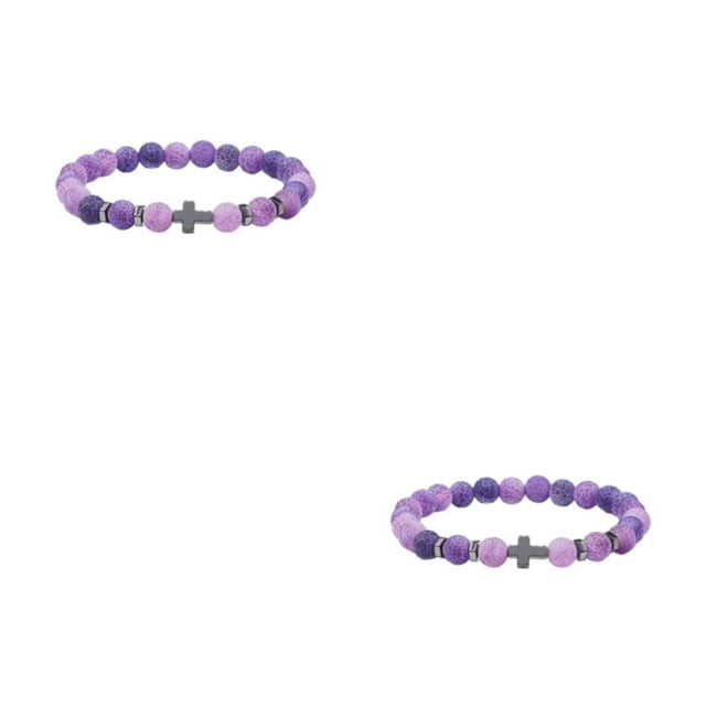 kurtrusly Large Application Perles Exquises Bracelet pour Polyvalents Cadeaux de Mode Bracelets Violet weathering 2Set