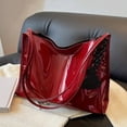thumbnail image 1 of YOPTOP Stylish Patent Leather Tote Bag Solid Color Large Capacity Shoulder Bag Bucket Bags Underarm Bag For Daily Use,Burgundy, 1 of 6