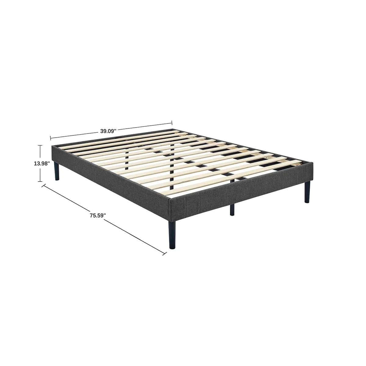 AENKYO Upholstered Platform Bed Frame with Wooden Slat Support, Twin