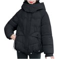 thumbnail image 2 of Fashion Winter Warm Jackets for Womens Plus Size Solid Color Hooded Jacket, 2 of 9