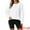 White, variant on Unique Bargains Women Crew Neck Fleece Pullover Oversized Cropped Sweatshirt S Khaki