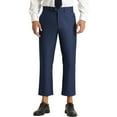 thumbnail image 1 of INSPIRE CHIC Men's Formal Cropped Pants Solid Color Flat Front Dress Trousers Navy Blue 32, 1 of 6