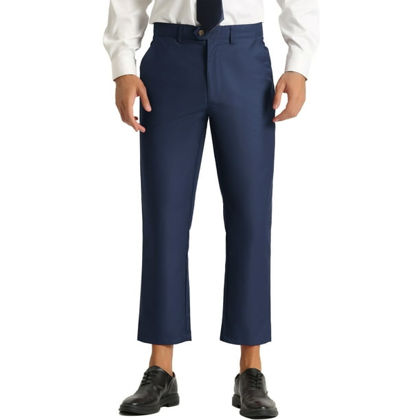 Pantalones cortos Formales Lars Amadeus de vestir ajustados color sólido Azul marino M