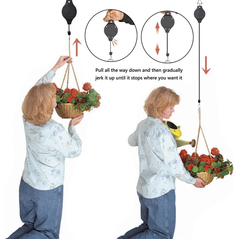 SIISLL 4 Pack Retractable Plant Hook Pulley, Adjustable Nylon Rope Hanging  Flower Basket and Bird Feeder - Walmart.com