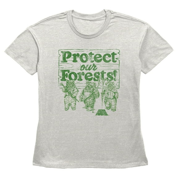 Women's Star Wars Ewok Protect Our Forests Graphic Tee Oatmeal Medium