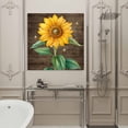 thumbnail image 5 of Summer Sunflower Framed Canvas Wall Art, Yellow Floral Plants Bees Brown Wood Grain Wall Art Painting for Living Room Bedroom Home Decor, 20”x20”, Office Artwork Print, 5 of 9
