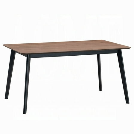 Bery Dining Table, 59 Inch Rectangular Brown Top, Scandinavian Black