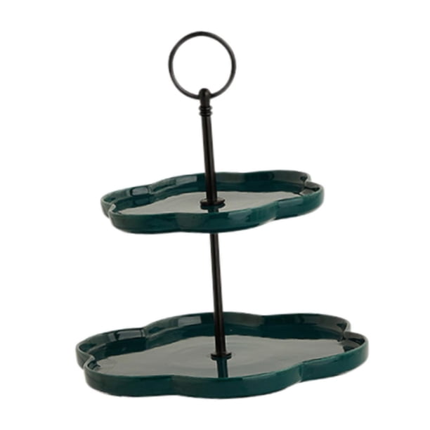 Soporte para cupcakes de 2 niveles, soporte para exhibición de platos, soporte para postres, bandeja para servir en niveles para Verde