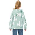 thumbnail image 4 of Kids' Hooded Pullover Sweatshirt Casual Tops Long Sleeve Print Hoodies Pocket Cute Cartoon Llama Pattern, 4 of 9