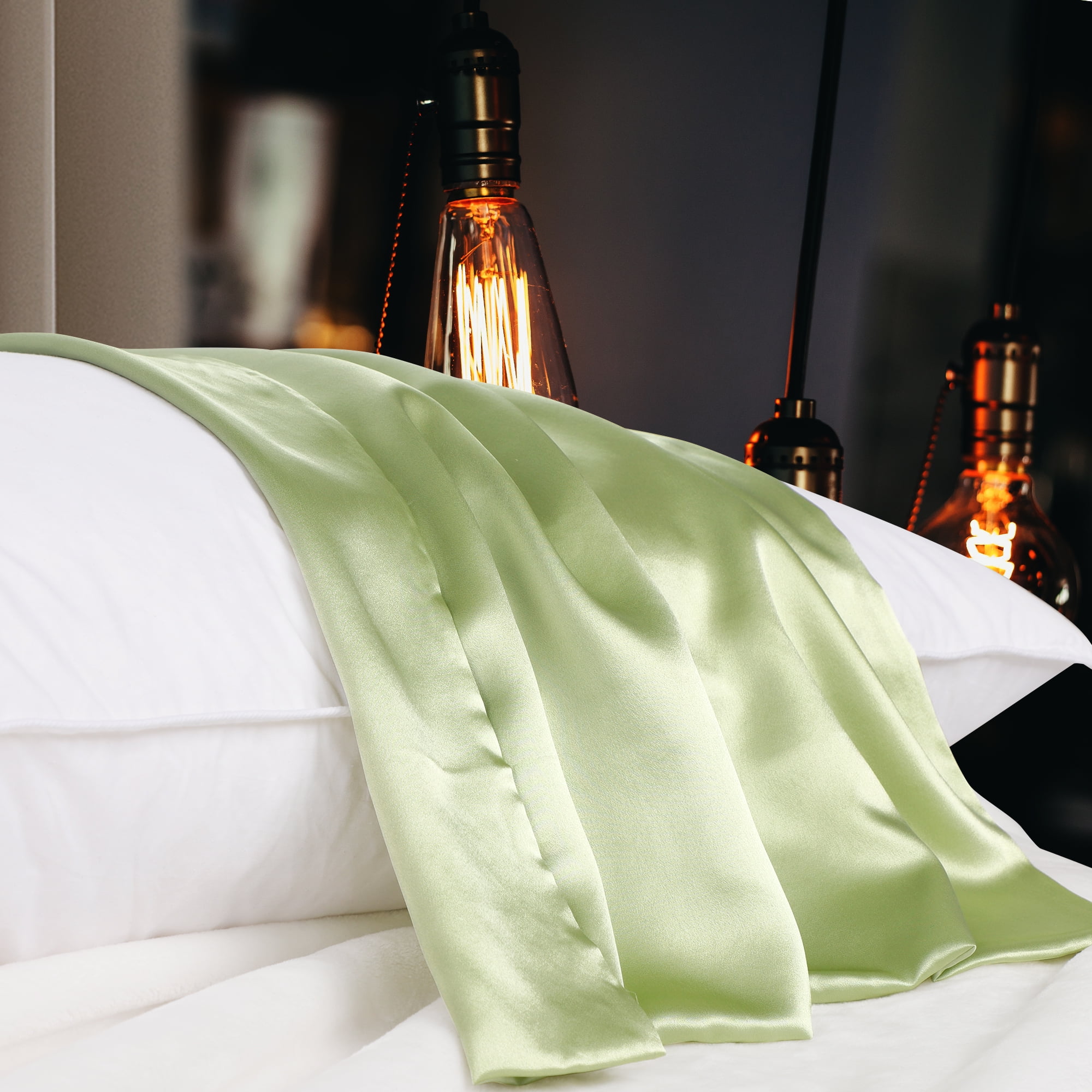 PiccoCasa Silk Pillowcases Set of 4, Travel(14"x20"), Fruit Green