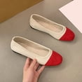 thumbnail image 3 of HomeDM Women's Flat Sandals Closed Round Toe Slip On Comfortable Wedding Party Work Dress Shoes Color Block, Red Size 7.5, 3 of 5
