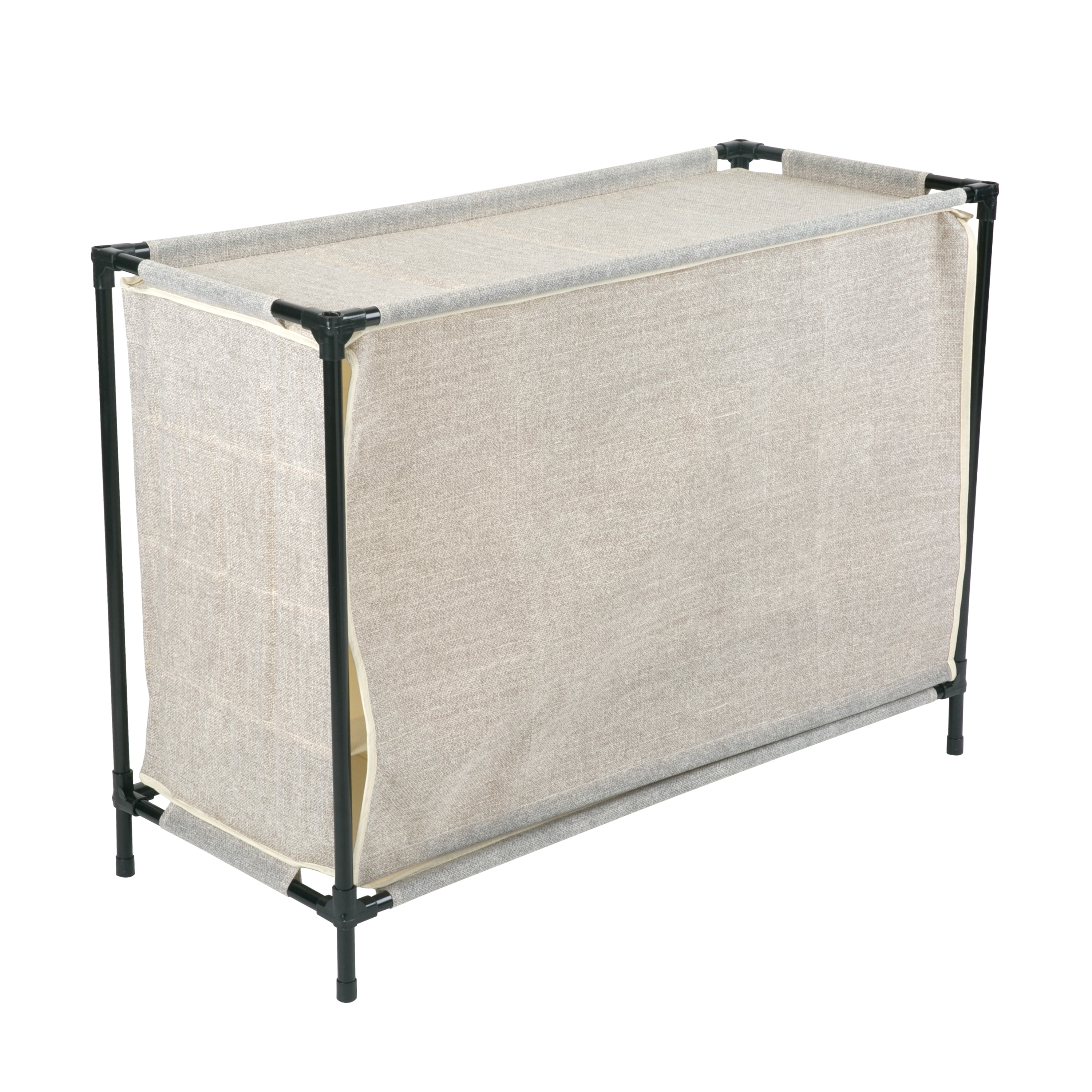 Simplify 2 Pack 16 Compartment 32 Pair Shoe Fabric Cubby in Beige