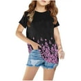 thumbnail image 2 of NAISIBABY Summer Girls Short Sleeve Printed T-Shirt, Kids Round Neck Casual Daily Versatile Tops Purple 3-4T, 2 of 4