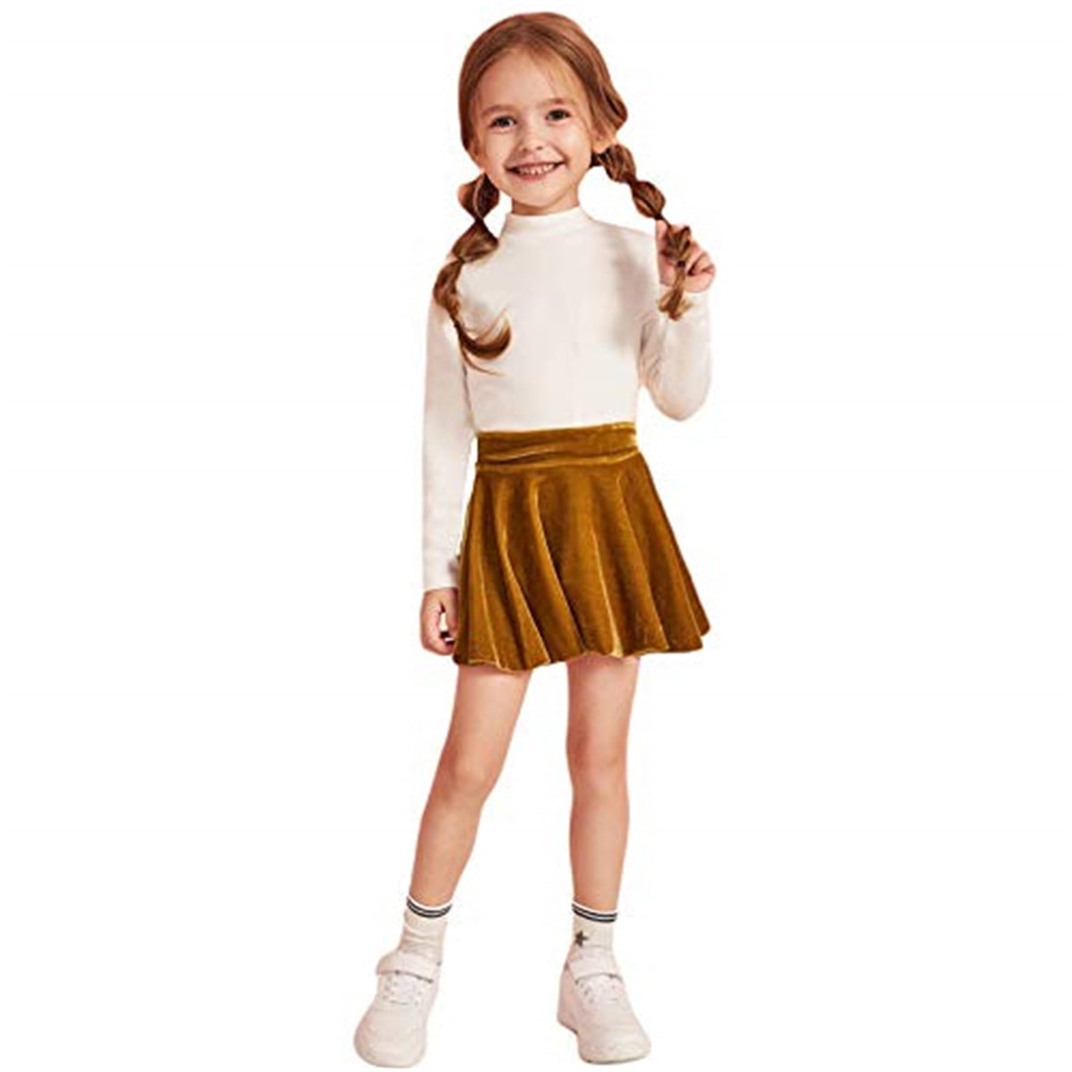 Kiapeise Baby Girl Half Dress, HighWaist Skirt, Velvet Solid Color