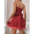thumbnail image 6 of Women'S Summer Cocktail Dress - Tube Ruched Ruffle Mini Dress Red S, 6 of 8