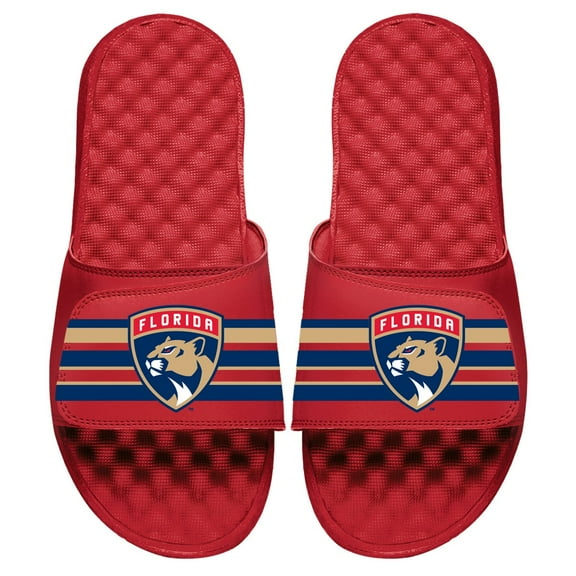 Youth ISlide Red Florida Panthers Stripe Logo Slide Sandals