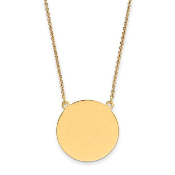 Primal Gold 14 Karat Yellow Gold Plain 0.018 Gauge Circular Disc 18-inch Necklace