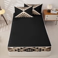 thumbnail image 4 of Erosebridal South Western Geometric Pattern Zipper Twin Comforter Sets with Fitted Sheet and 2 Pillowcases,Tribal Aztec Print Zipper Bedding Set,Beige Brown Black,Black Reversible, 4 of 6