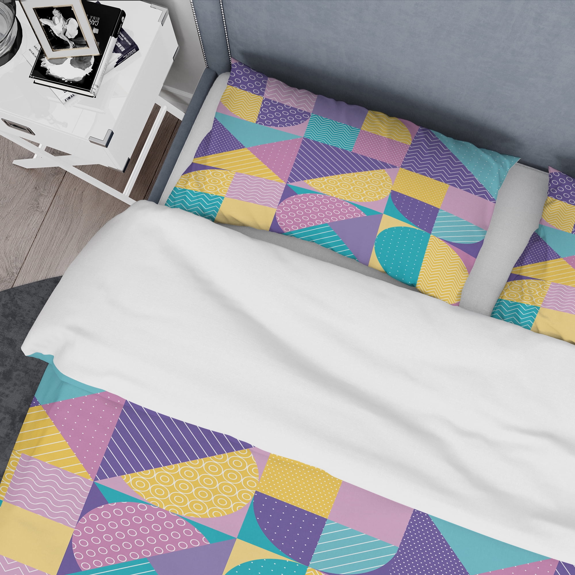 Designart 'Geometrical Pastel Abstract I' Mid-Century Modern Duvet Cover Set