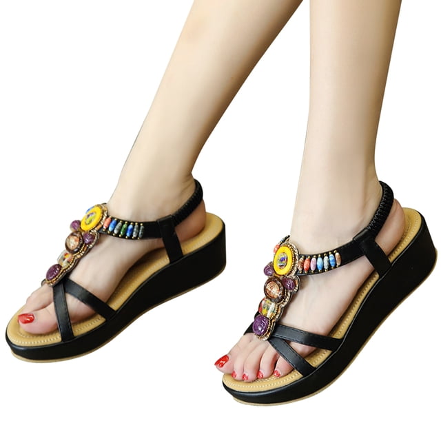 Sandalias planas elegantes Kuymtek para Mujer Cuña Antideslizantes Transpirables