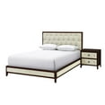 thumbnail image 3 of Cherry Espresso Finish Queen Size Bed 1pc Button Tufted Headboard Panel Wooden Bedroom Furniture, 3 of 4