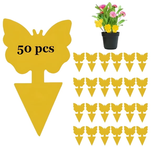 QARUN 50 Pack Yellow Sticky Traps for Indoor Outdoor House Plant Flying Insect Catcher Like Fungus Gnats,Whiteflies,Aphids,Thrips,Other Flying Plant Insects Sticky Traps