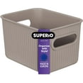 thumbnail image 1 of Superio Ribbed Collection - Decorative Plastic Open Home Storage Bins Organizer Baskets, Small Taupe (1 Pack) Container Boxes for Organizing Closet Shelves Drawer Shelf 1.5 Liter, 1 of 5