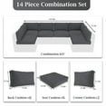thumbnail image 3 of Outdoor Cushions for Patio Furniture Replacement, 4" Foam High-Density, 14-Piece Water-Resistant Outdoor Cushion for 6-Seat Sectional Patio Conversation Sets（Dark gray）, 3 of 7
