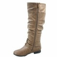 thumbnail image 3 of Coco-20 Women's Fashion Buckles Low Heel Round Toe Zipper Knee High Riding Boots, 3 of 3