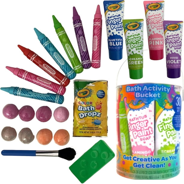 Crayola 30Piece Bath Activity Bucket Bundle with Colorful Finger Paint