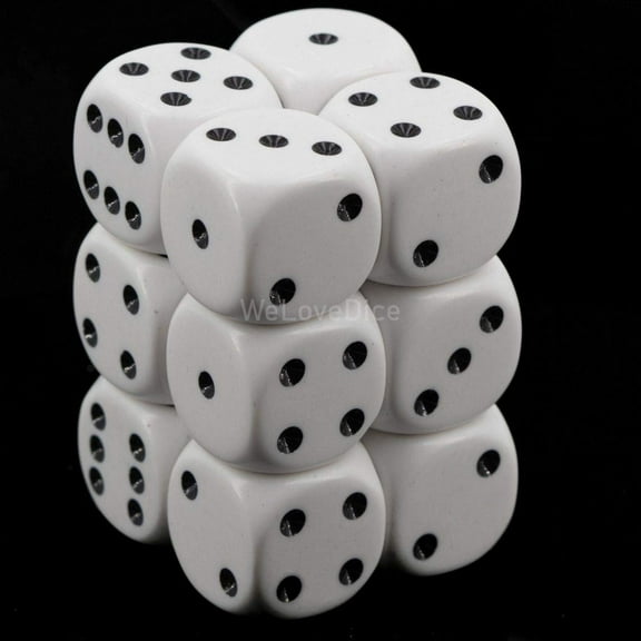 Chessex CHX25601 Dice-Opaque: 12D6 White/Black Set, One Size, Multicolor