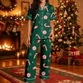 thumbnail image 2 of JAJAHO Women's Christmas Pajamas Candy Cane Print Button Down Short Sleeve 2 Piece Loungewear Sets With Pants, 2 of 7