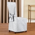 thumbnail image 2 of Collections Etc Scroll Patterned Elegant Dining Chair Cover - Fancy Dinging Room Décor, White, 2 of 4
