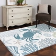 thumbnail image 4 of Summer Area&nbsp;Rug 4x6ft Teal Green Crab Coral Seashell Nautical Coastal Ocean Non-Slip&nbsp;Washable Square&nbsp;Rugs Soft Felt Indoor Floor Mat for Bedroom Kitchen Living Room Bathroom, 4 of 9